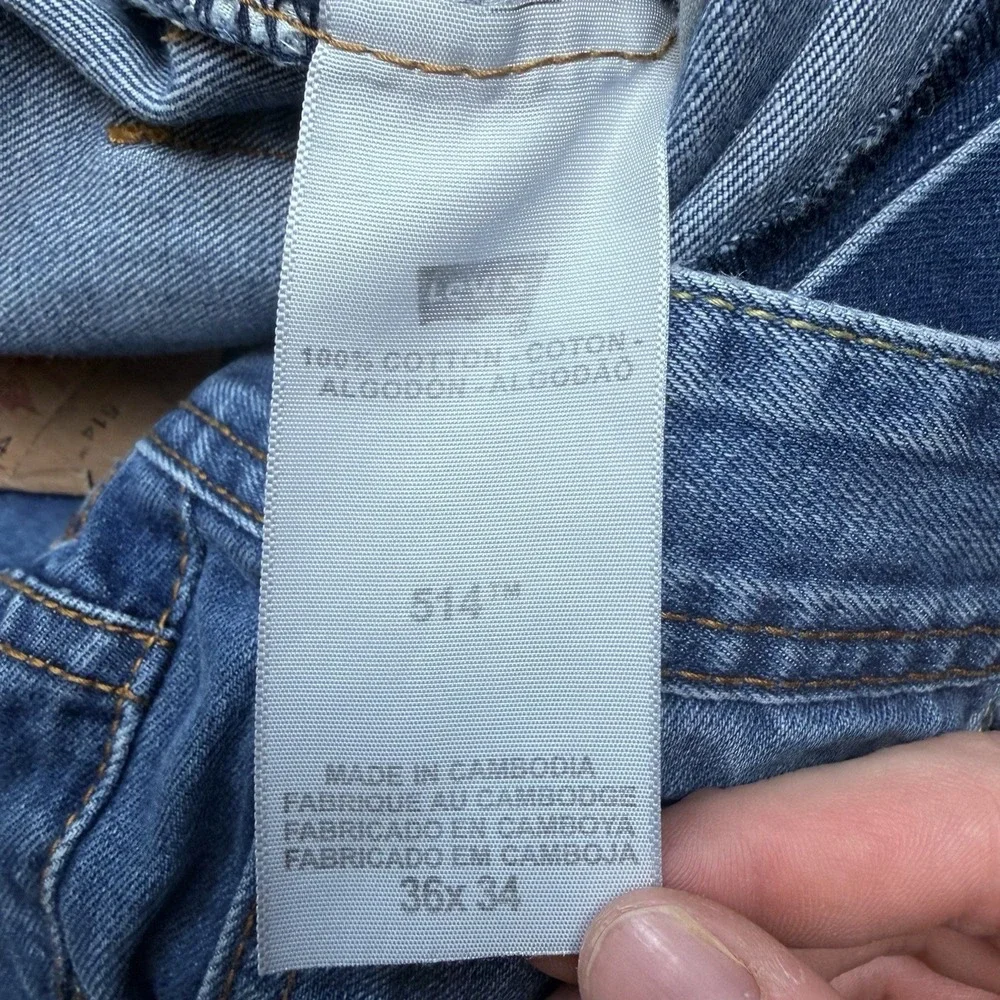 Levis 514 Jeans Men 36x34 Blue Straight Leg Medium Wash Faded Denim Casual‎ Y2K
